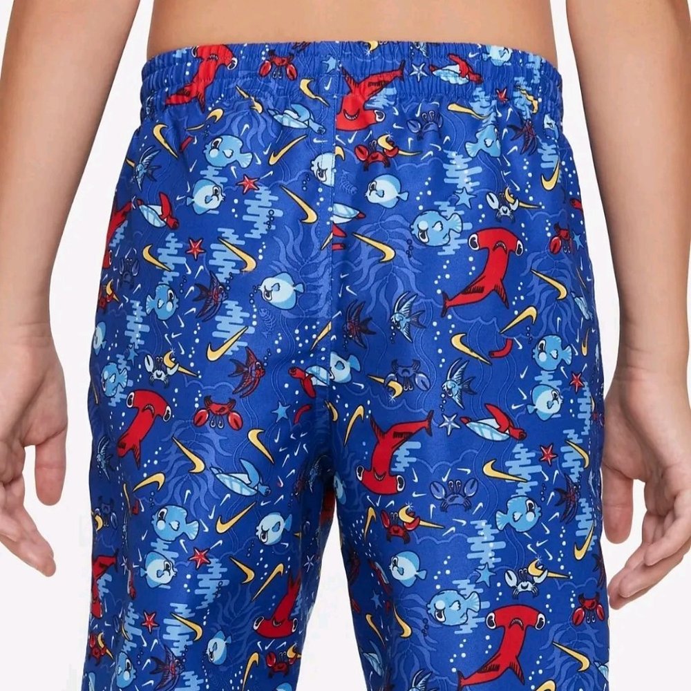 Nike Swim Boys Size Small Sea Friends 8" Swimming Trunk Shorts Blue / Red NEW - Picture 3 of 6